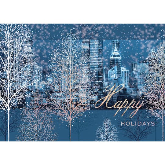 JAM Paper 5" x 7" City Through the Trees Blank Cards & Matching Envelopes Set, 25ct.